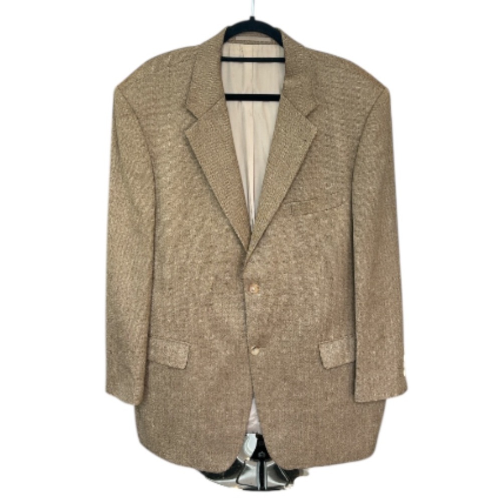 BOSS Tizian Men’s 2-Button Wool & Cashmere Tan Blazer, EU 56 / US 46 Classic Fit